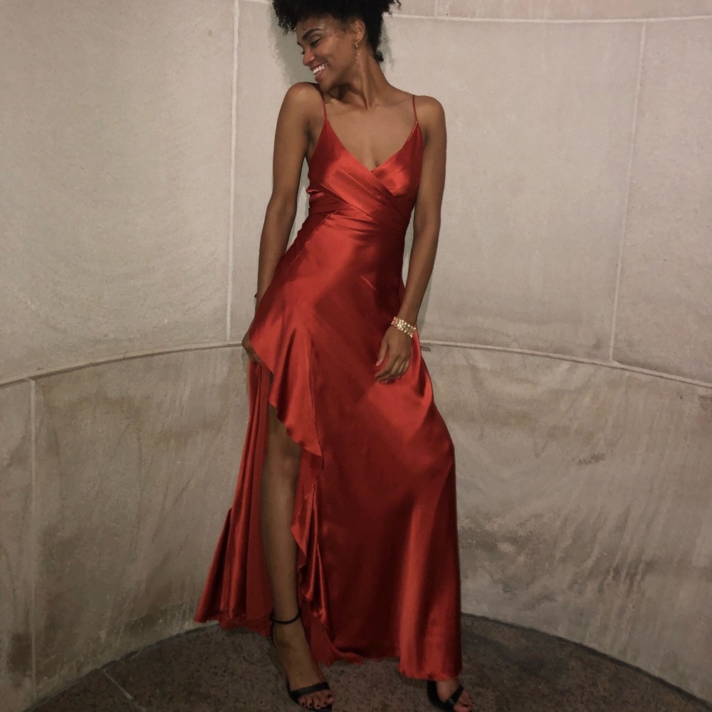 NICHOLAS Tie Silk Maxi in Rust